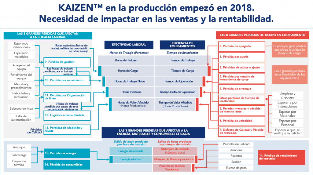 KAIZEN™ en la producción empezó en 2018.Necesidad de impactar en las ventas y la rentabilidad.