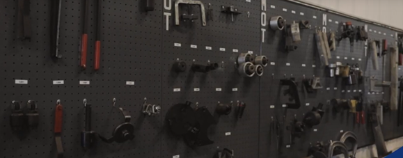Wall with organized tools
