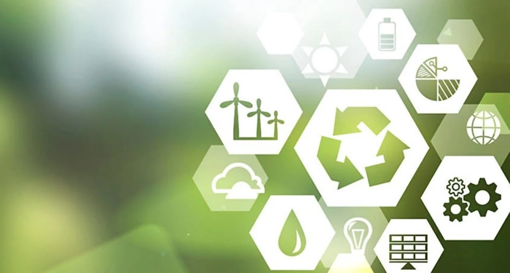 Background with icons alluding to environmental sustainability