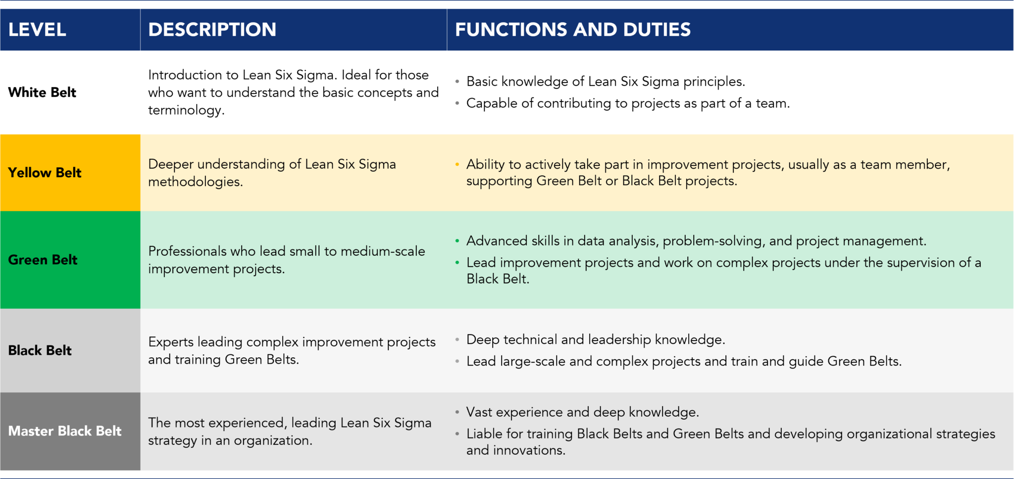 Understanding the Lean Six Sigma Belts Article KAIZEN™