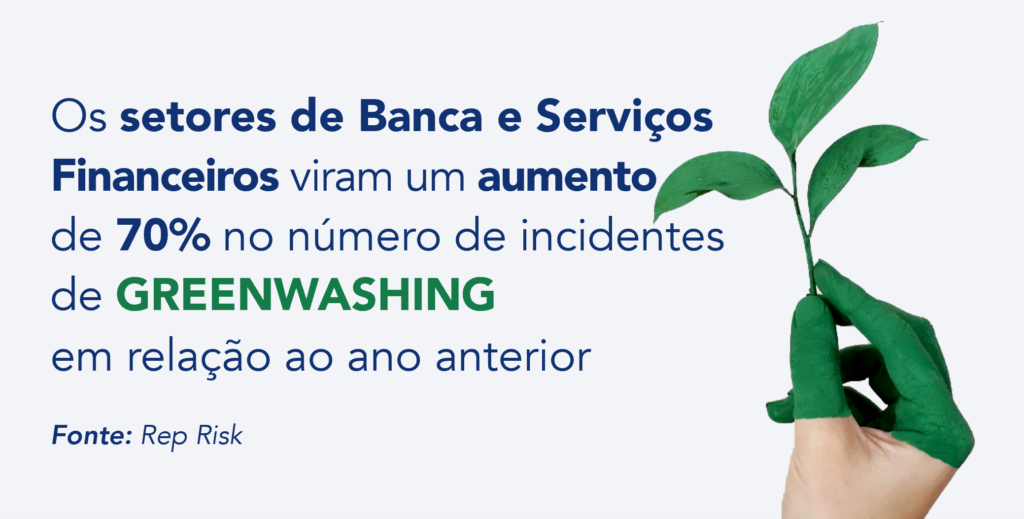 Destaque de texto que refere que os setores da banca e serviços verificaram um aumento de 70% no número de incidentes de greewashing.