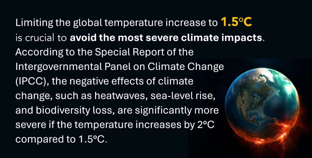 Indications from the Special Report by the Intergovernmental Panel on Climate Change (IPCC) on the negative effects of climate change concerning the increase in global temperature. 