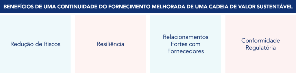 Benefícios da continuidade do fornecimento de uma cadeia de abastecimento sustentável