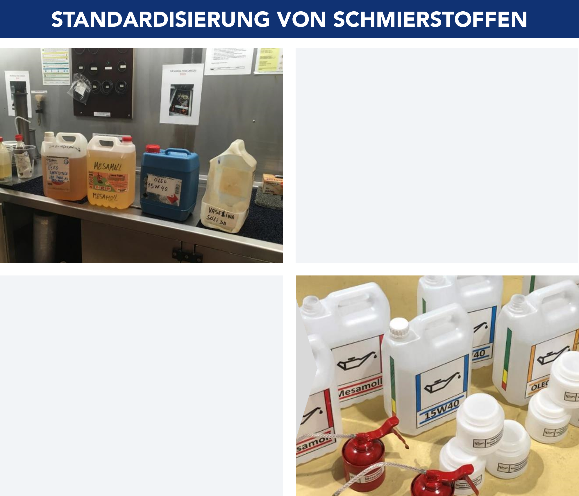 Beispiel f&uuml;r die visuelle Verwaltung und Standardisierung von Schmierstoffen