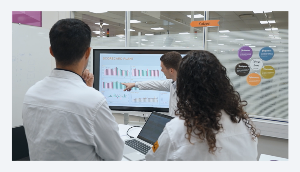 Team observing and analyzing key performance indicators 