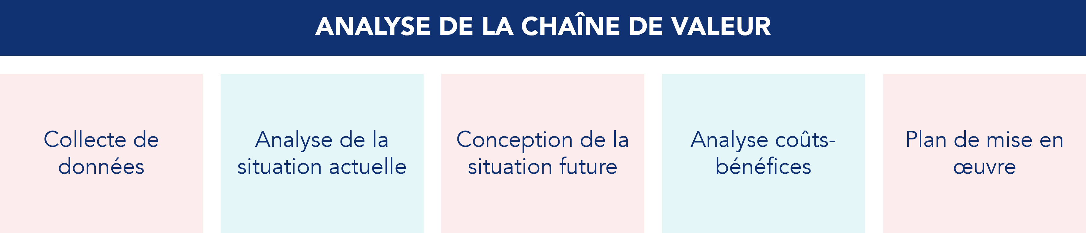 Cadre VSA, comprenant la collecte de donn&eacute;es, l'analyse de la situation actuelle, la conception de la vision future, l'analyse co&ucirc;t-b&eacute;n&eacute;fice et le plan de mise en &oelig;uvre