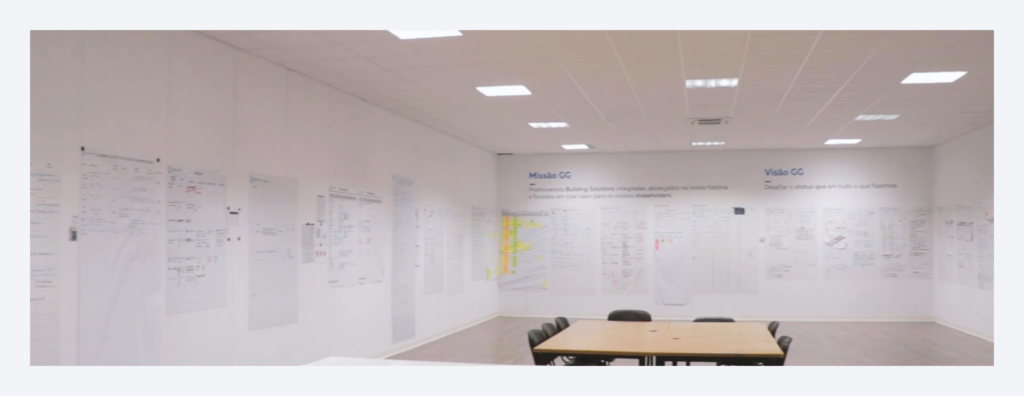 Sala Obeya com gest&atilde;o visual estrat&eacute;gica