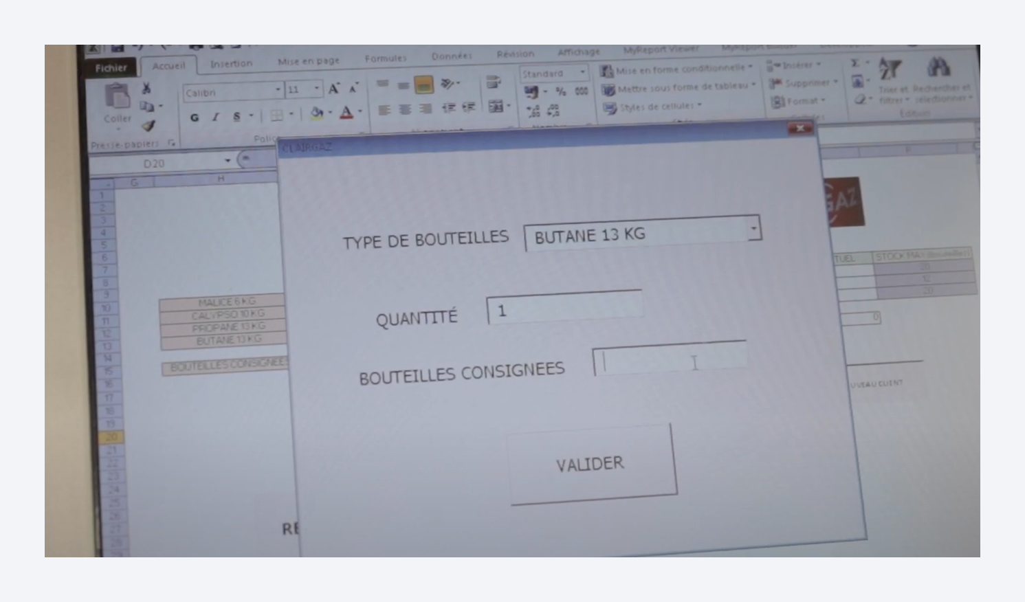 Exemple de l'application d&eacute;velopp&eacute;e