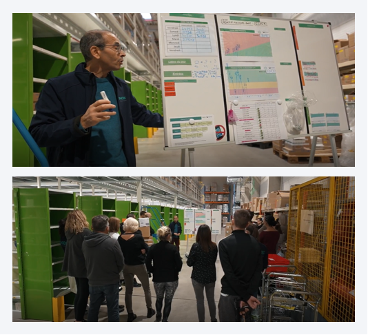 Daily meeting of PHOENIX Belgium teams around visual performance boards