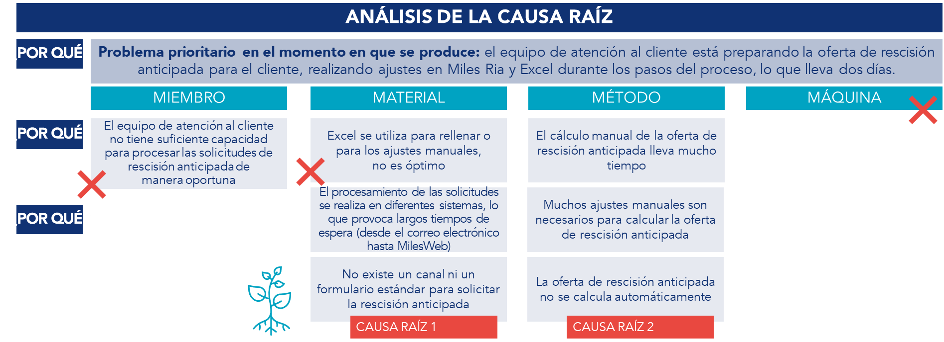 An&aacute;lisis de la causa ra&iacute;z realizado