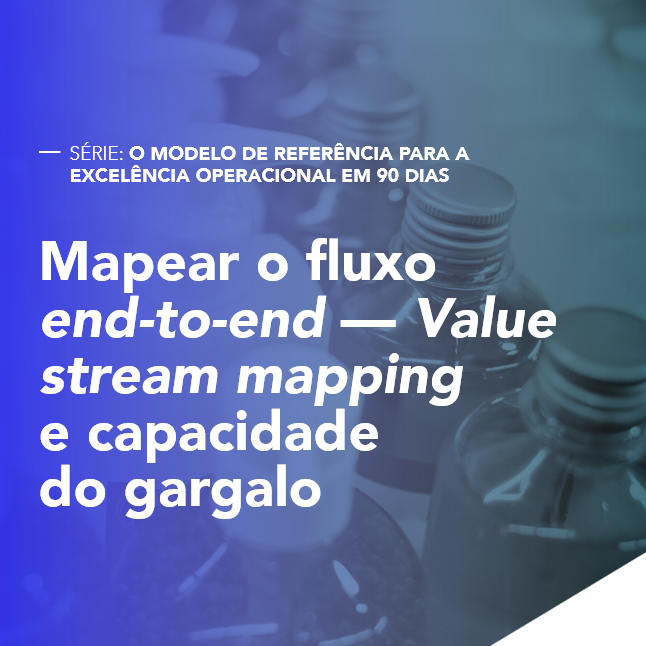 Mapear o fluxo end-to-end — Value Stream Mapping e capacidade do gargalo