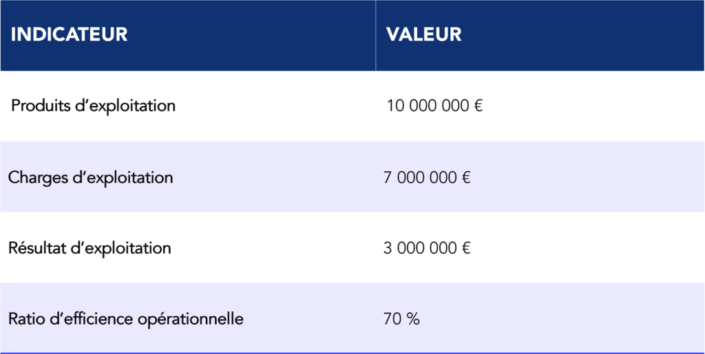 Exemple illustratif de calcul du ratio d&rsquo;efficacit&eacute; op&eacute;rationnelle