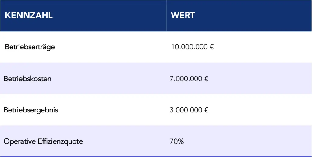 Veranschaulichendes Beispiel zur Berechnung der operativen Effizienzquote